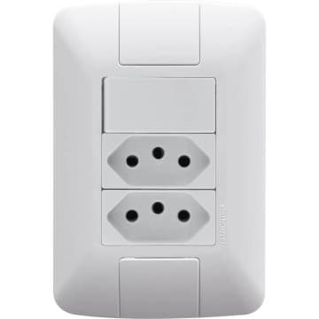 Conjunto 4x2 com 1 Interruptor Simples 6 A 250 V e 2 Tomadas — Tramontina
