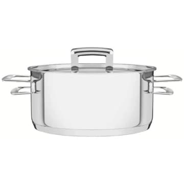 Caçarola Tramontina Brava Rasa Aço Inox com Tampa Plana 16 cm 1,4 L — Tramontina