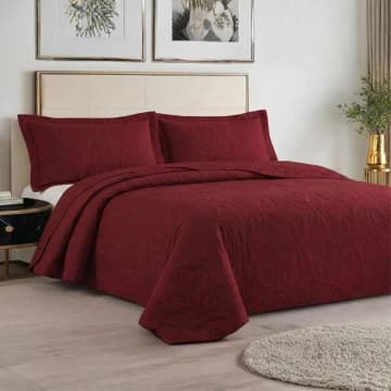 Cobre Leito Colcha King Domus Dupla Face 03 Peças - Vermelho - 100% Poliéster — Casa Show Enxovais