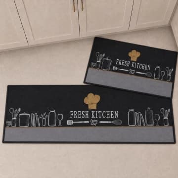 Kit Tapete para Cozinha 2 Peças Passadeira Antiderrapante Emborrachada Carpete Chef Fresh — Casa Scarpa