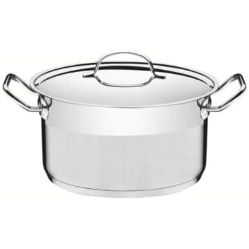 Caçarola Funda Tramontina Professional Aço Inox 3,6L com Tampa Plana e Fundo Triplo 20cm — Tramontina