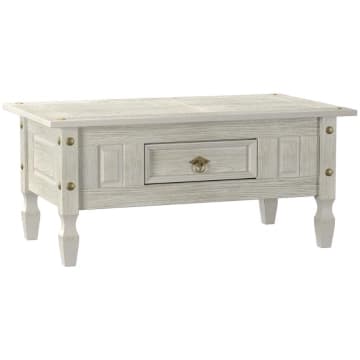 Mesa de Centro com Gaveta em Madeira 100x60x45 cm Pátina Branca Elliottiis — Elliottiis