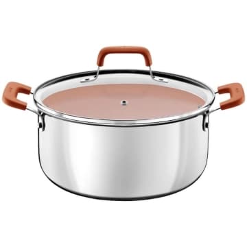 Caçarola Tramontina Romagna Aço Inox Cerâmico Marfim 20 cm 3,2 L — Tramontina