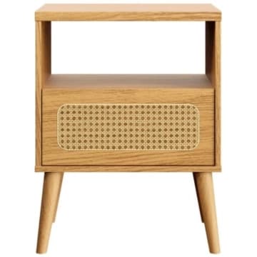 Mesa de Cabeceira 1 Gaveta Tela Natural Curve Carvalho Rosé Dalla Costa — Dalla Costa