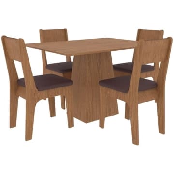 Conjunto MESA CAIRO E 4 CAD ATENAS FREIJO TEC MARROM — Emovell
