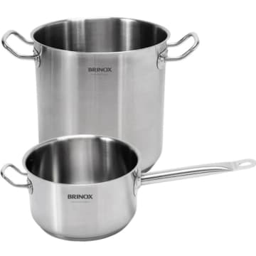 Jogo de Panelas Profissionais 24cm Aço Inox Brinox Sem Tampa Caldeirão Caçarola Fundo Triplo — Brinox