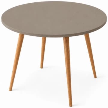 Mesa Jantar Sofia Redonda 80cm Mocca 18mm Pés de Madeira Natural Marin — Marin Brasil