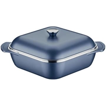 Caçarola Tramontina Quadrada Lyon em Alumínio Starflon 28 cm 5,5 L Azul Elementar — Tramontina