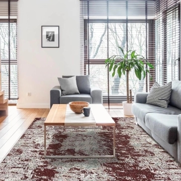Tapete Mesclado para Sala Vermelho Retangular 200x135cm Jaquard Odessa — Branyl