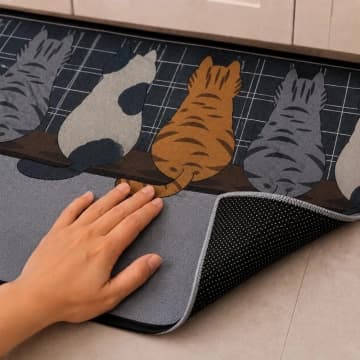 Kit Tapete para Cozinha 2 Peças Passadeira Antiderrapante Emborrachada Carpete Gatos — Casa Scarpa