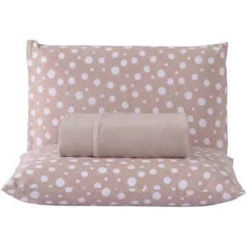 Jogo de Cama Lençol Casal Poá 100% Algodão Bege Estampado Bolinha Toque Macio 3 Peças — Casa Scarpa