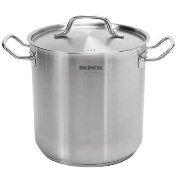 Panela Caldeirão 10,5L com Tampa Brinox Profissional em Inox 24cm Cozinha Industrial — Brinox