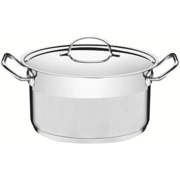 Caçarola Funda Tramontina Professional Aço Inox 8,4L com Tampa Plana e Fundo Triplo 28cm — Tramontina
